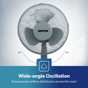 12-Inch Grey Portable Oscillating Desk Fan