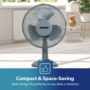 12-Inch Grey Portable Oscillating Desk Fan