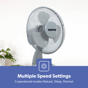 12-Inch Grey Portable Oscillating Desk Fan