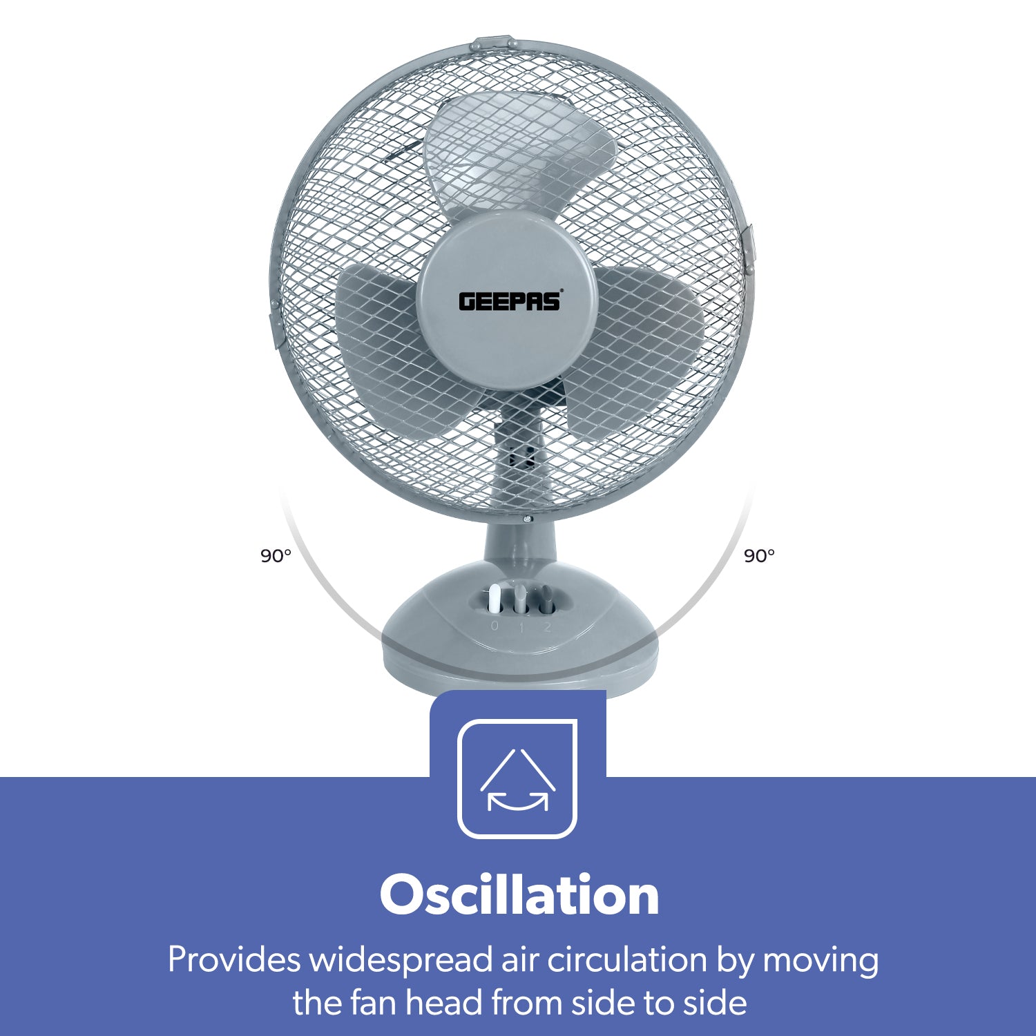 9-Inch Oscillating Powerful Desk Fan With 3 Speeds