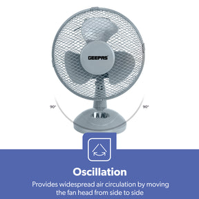 12-Inch Grey Portable Oscillating Desk Fan