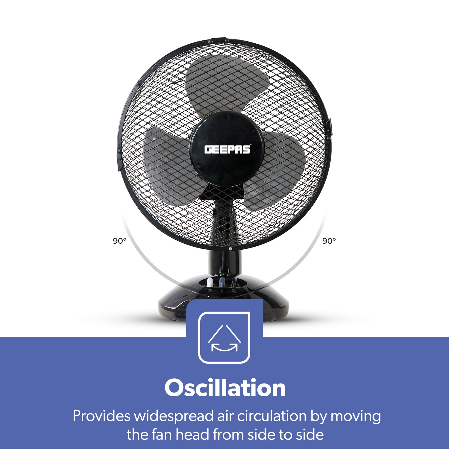 9-Inch Black Oscillating Desk Fan With 2-Speeds