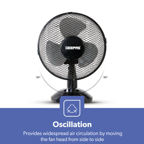 9-Inch Black Oscillating Desk Fan With 2-Speeds