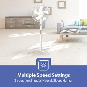 16-Inch White 5-Blade Oscillating Pedestal Fan