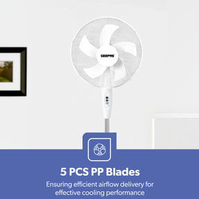 16-Inch White 5-Blade Oscillating Pedestal Fan