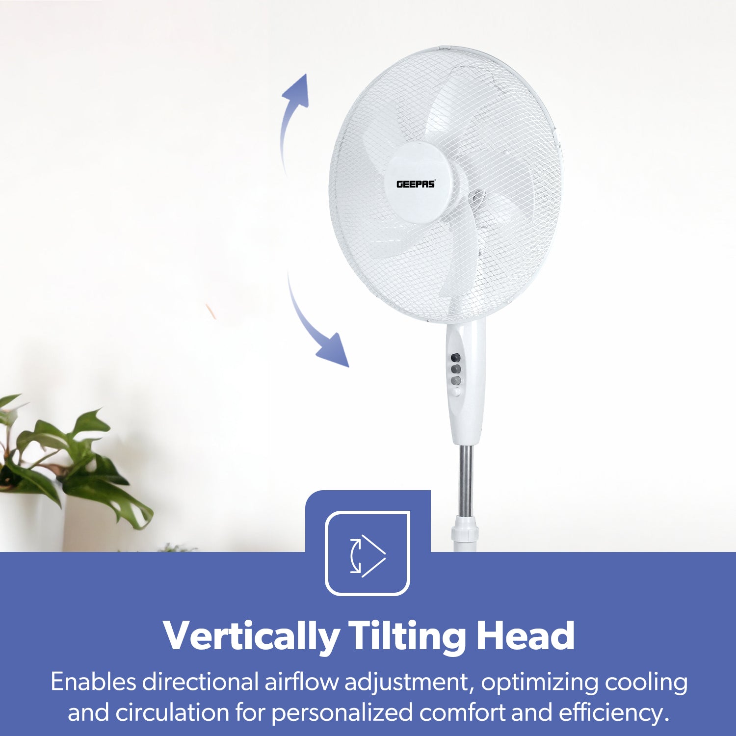 16-Inch White 5-Blade Oscillating Pedestal Fan