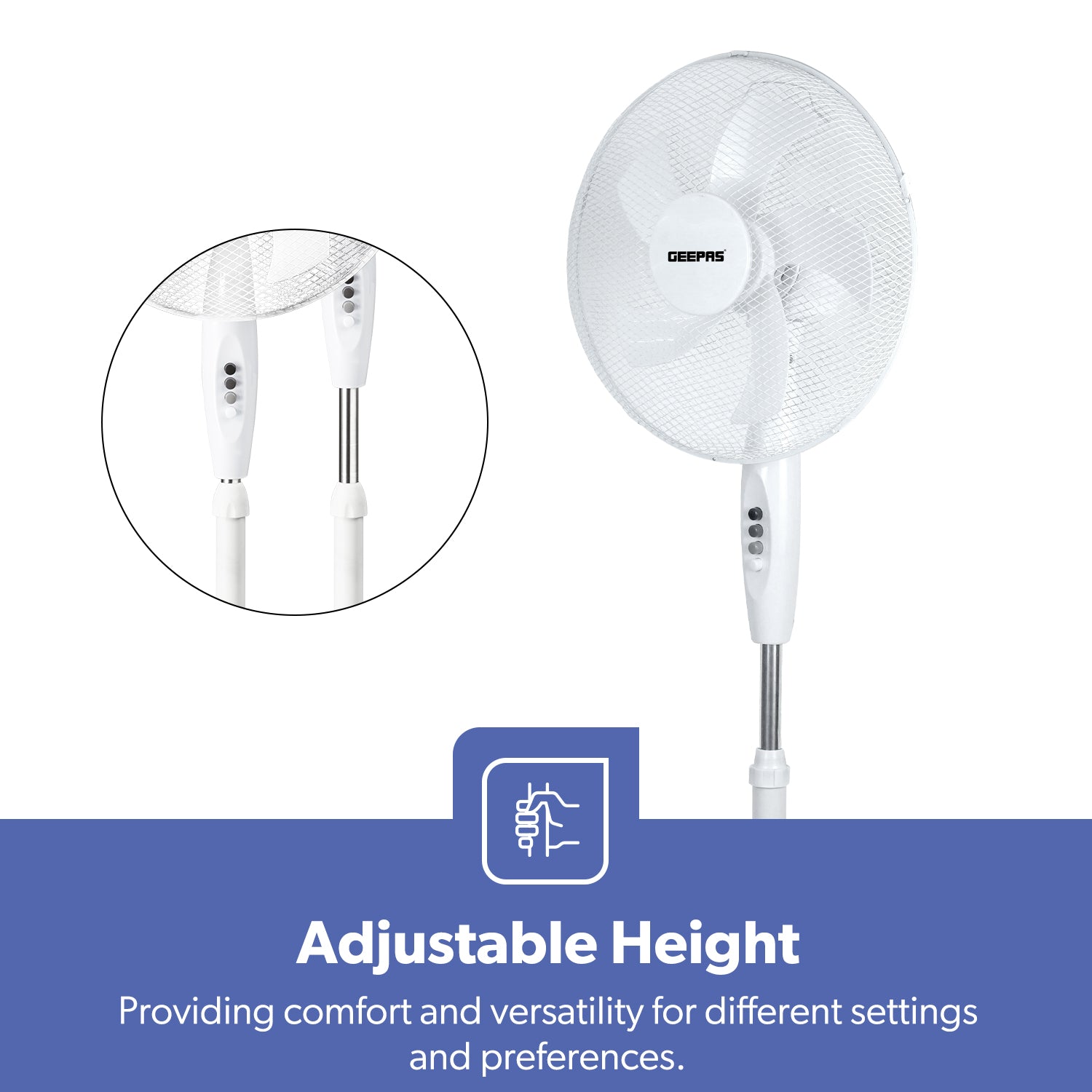 16-Inch White 5-Blade Oscillating Pedestal Fan