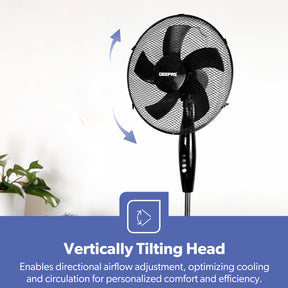 16-Inch Black 5-Blade Oscillating Pedestal Fan