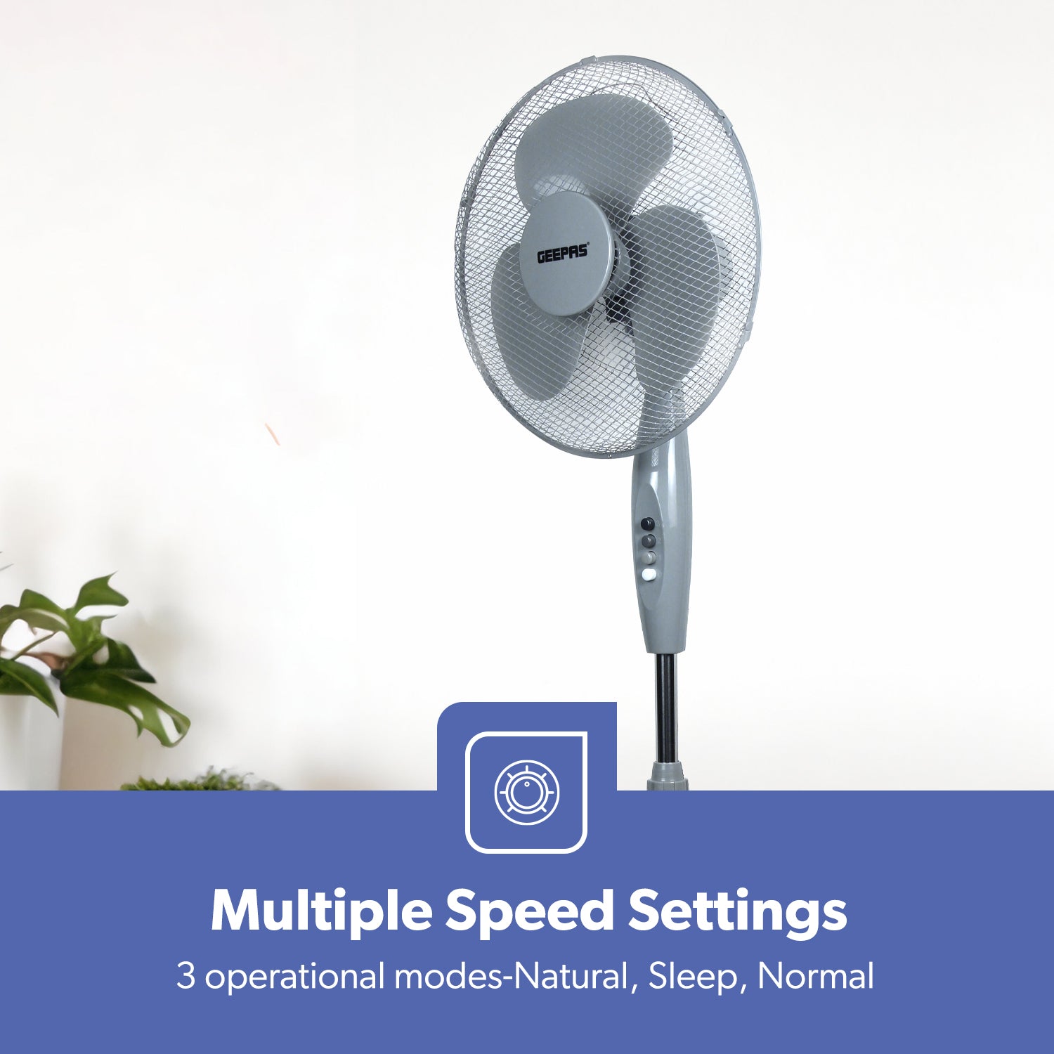 16-Inch Grey Oscillating Standing Pedestal Fan