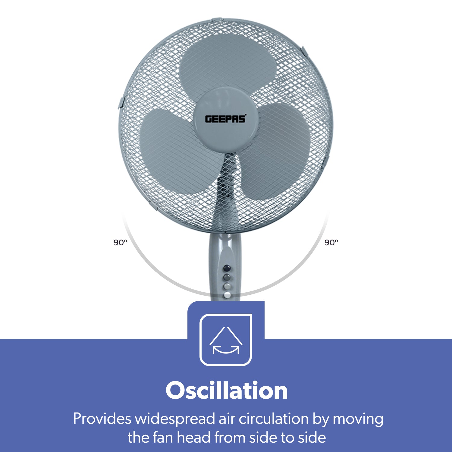 16-Inch Grey Oscillating Standing Pedestal Fan