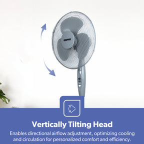 16-Inch Grey Oscillating Standing Pedestal Fan