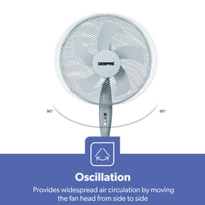 16-Inch Grey 5-Blade Oscillating Pedestal Fan