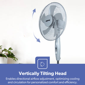 16-Inch Grey 5-Blade Oscillating Pedestal Fan