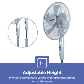 16-Inch Grey 5-Blade Oscillating Pedestal Fan