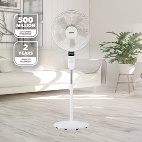 16'' Portable White Remote Controlled Pedestal Fan