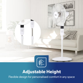 16'' Portable White Remote Controlled Pedestal Fan