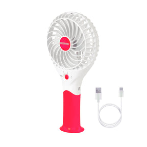 Pink Three-Speed Rechargeable Handheld Fan