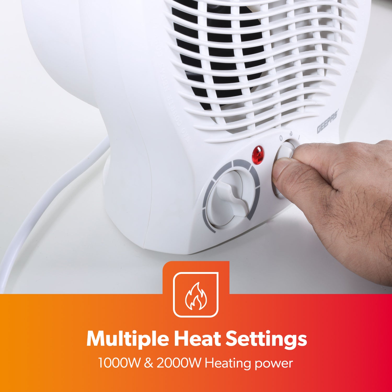 2000W Adjustable 2-In-1 Fan Heater With 2 Heat Settings