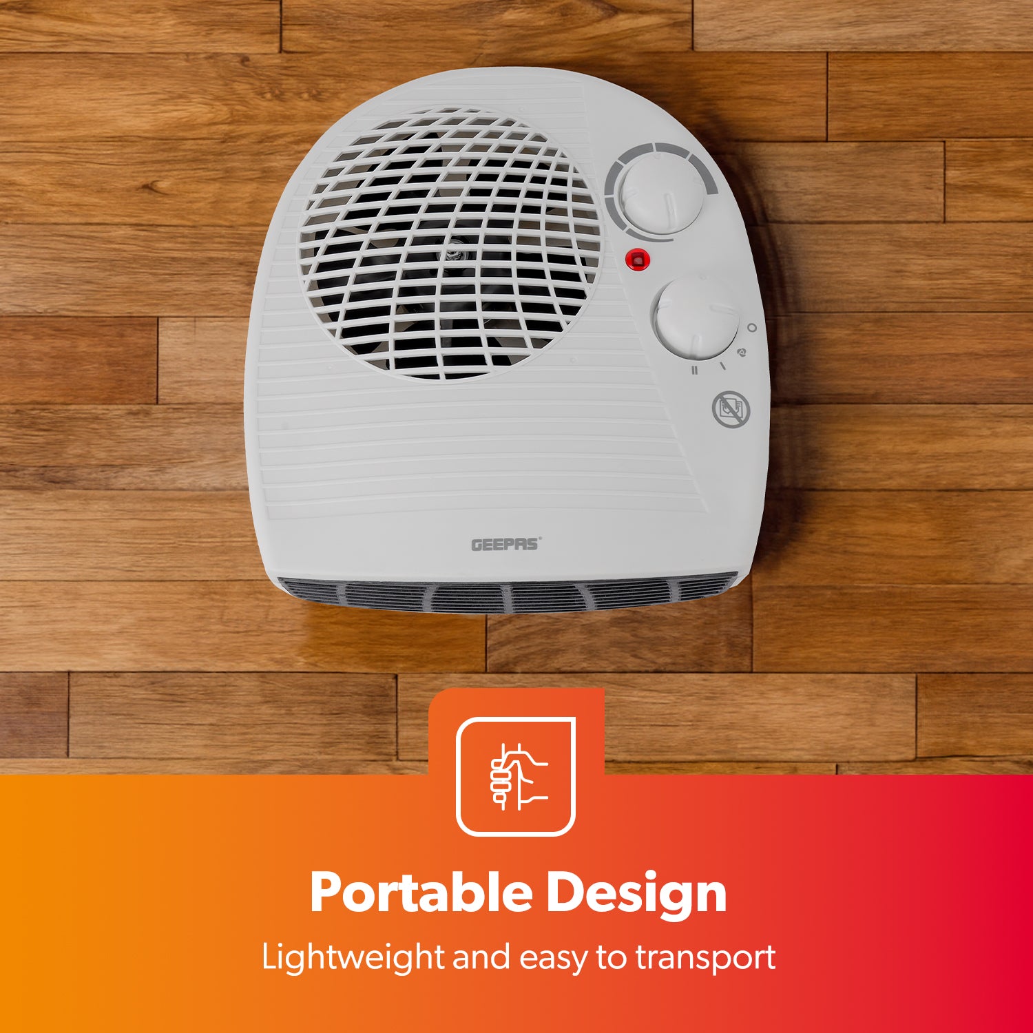 Energy Efficient Flat Fan Space Heater with Adjustable Thermostat