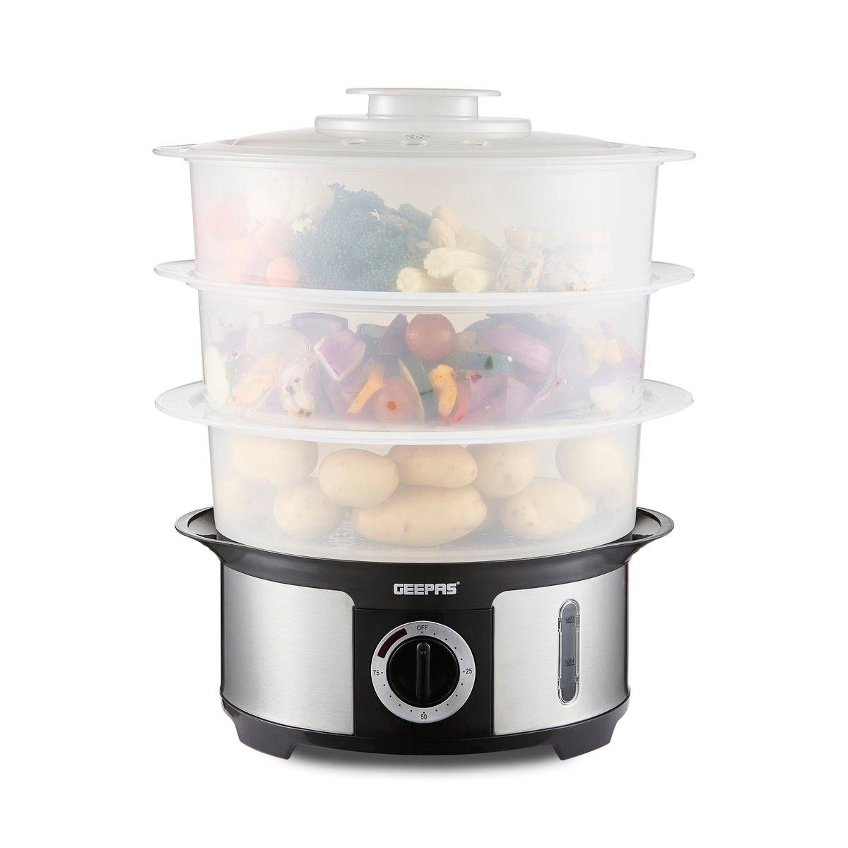 3-Tier Electric Stainless Steel Food Steamer and Cooker 12L