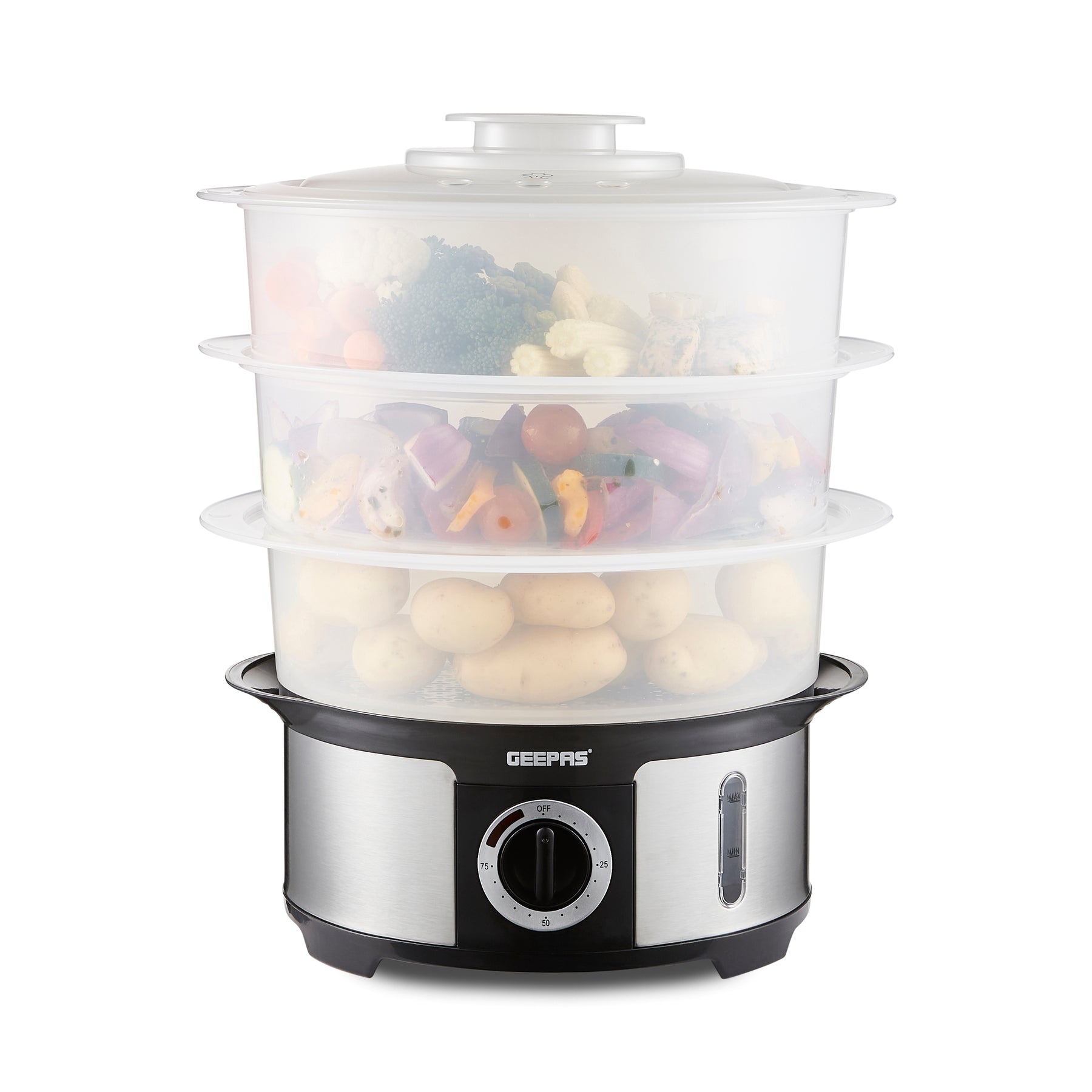 3-Tier Electric Stainless Steel Food Steamer and Cooker 12L