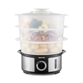 3-Tier Electric Stainless Steel Food Steamer and Cooker 12L