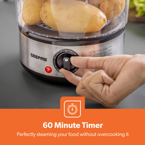 7.2L Stainless Steel Electric Food Steamer With 3 Tiers