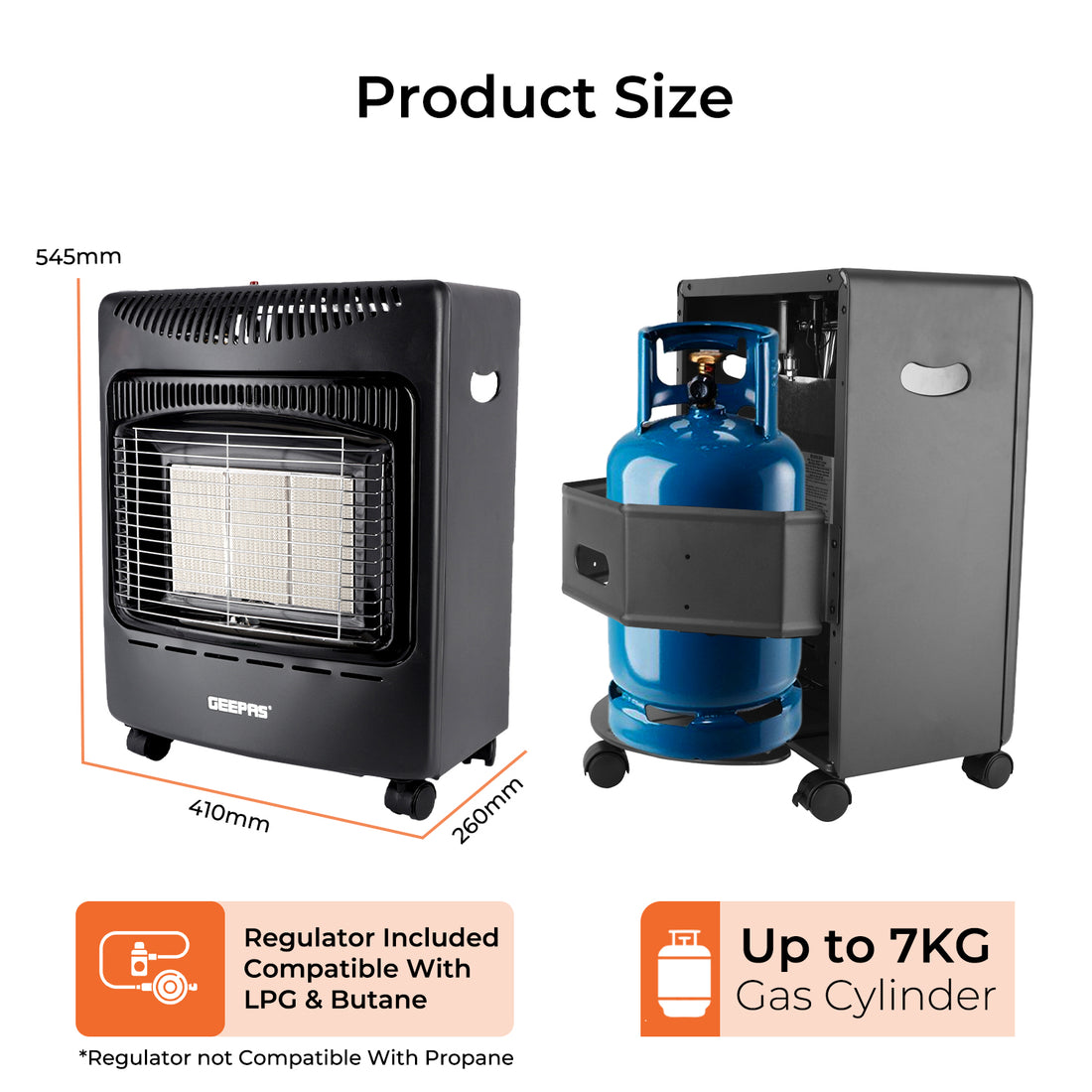 4.2KW Portable Indoor Gas Heater with Piezoelectric Ignition