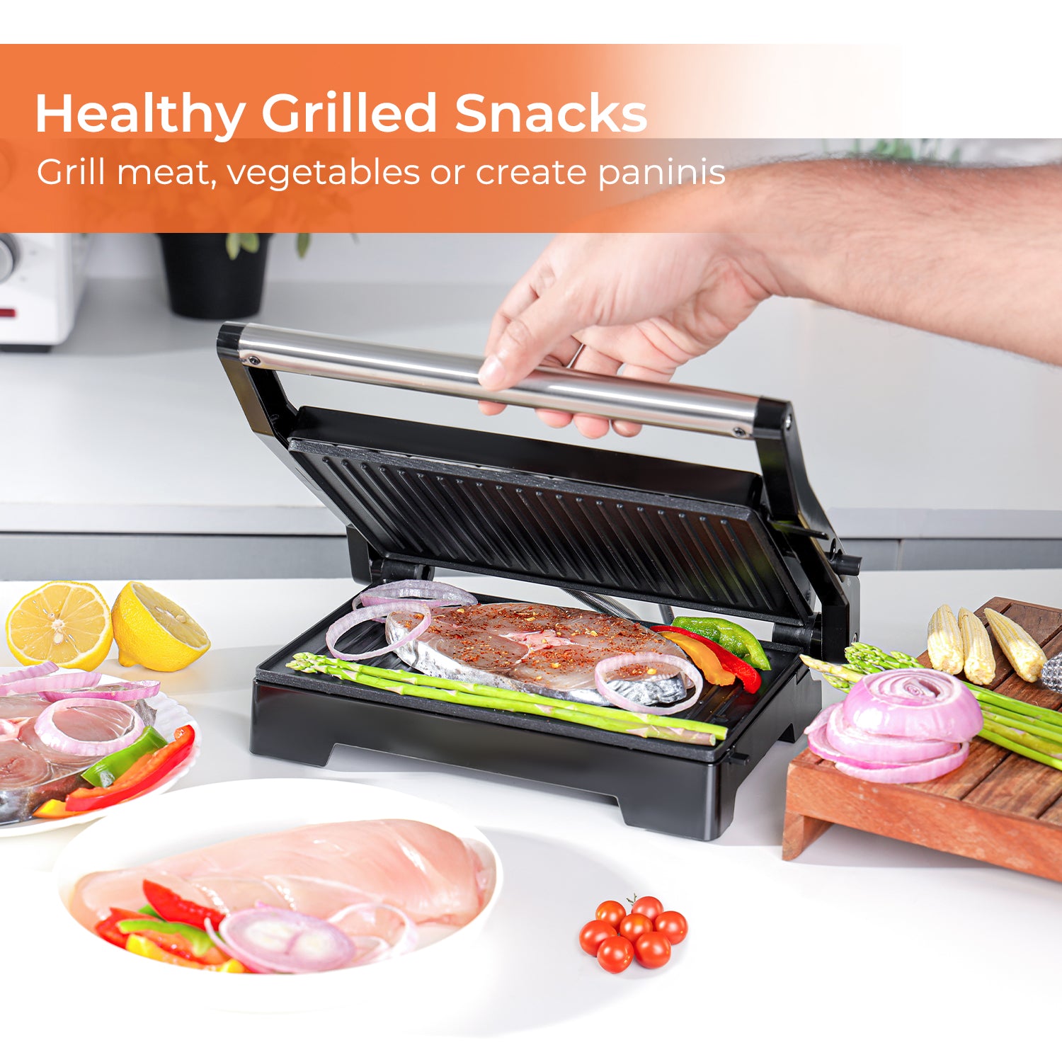 180° Stainless Steel Electric Sandwich Grill and Panini Press