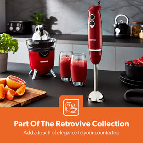 3-In-1 Red Stick Hand Blender, Food Processor and Whisk