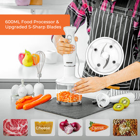 4-in-1 White Hand Blender with Electric Whisk