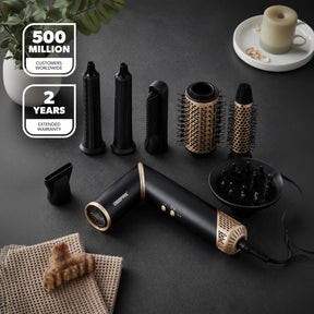7-in-1 Air Styler Hair Dryer Diffuser 6 Attachments 1500W