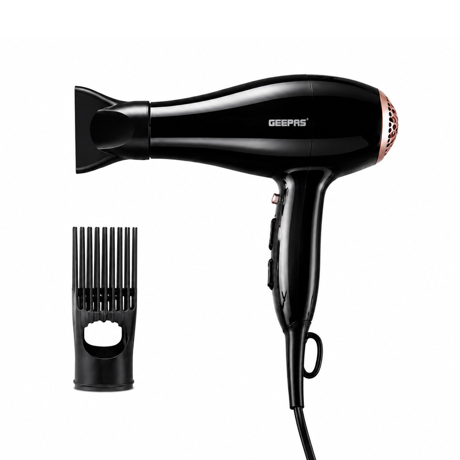 2000W ProX Fast Drying Black Hair Dryer With 3 Heat Settings