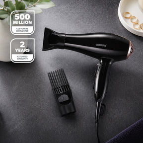 2000W ProX Fast Drying Black Hair Dryer With 3 Heat Settings