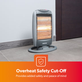 1200W Grey Oscillating Quartz Halogen Heater