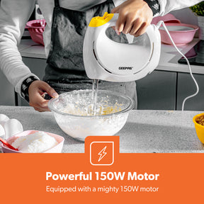 7-Speed White Turbo Hand Mixer With Whisk Attachment