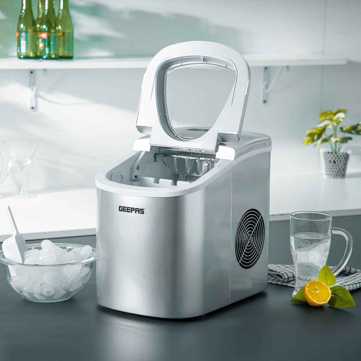 12kg Silver Automatic Countertop Ice Cube Making Machine 2.2L