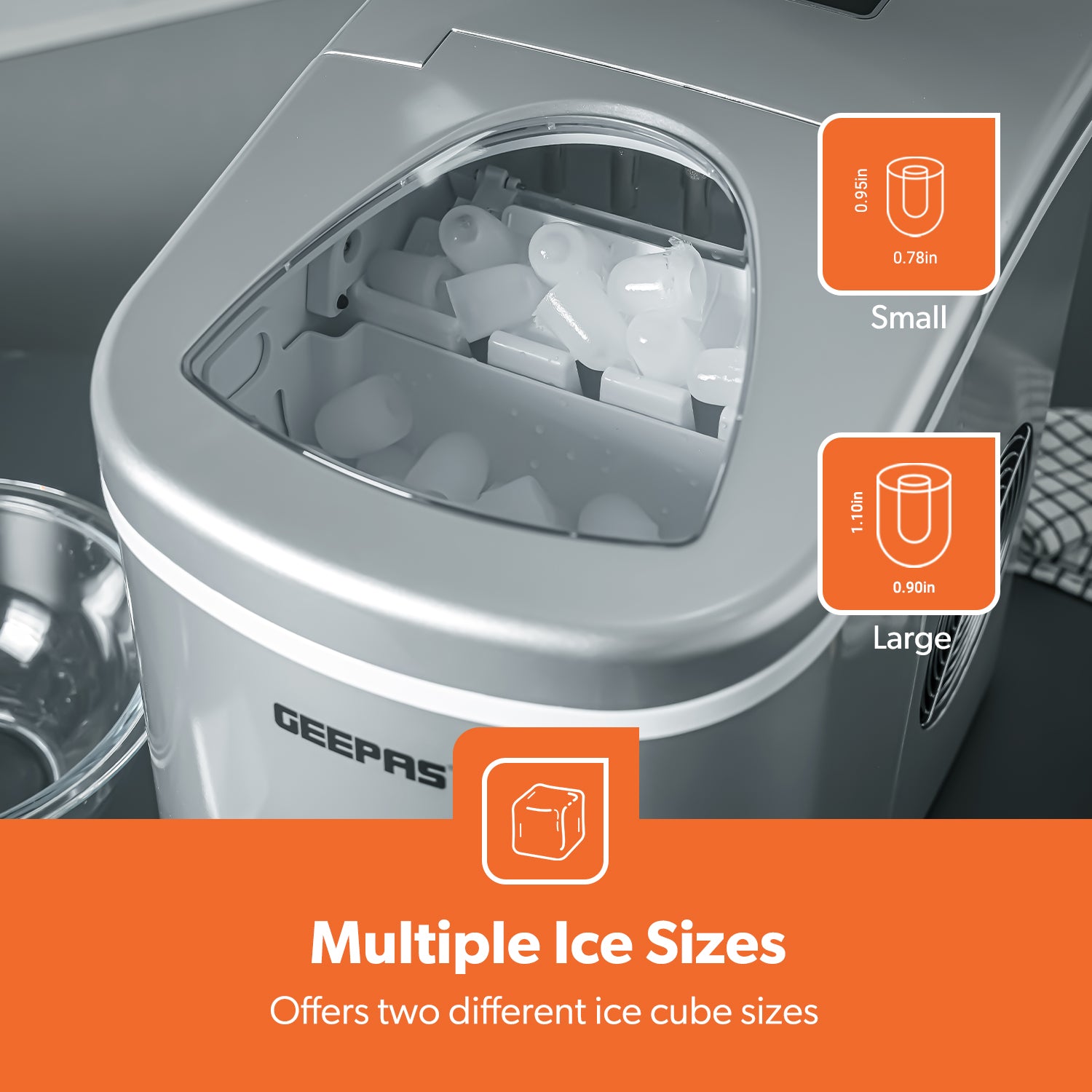 12kg Silver Countertop Automatic Ice Cube Machine