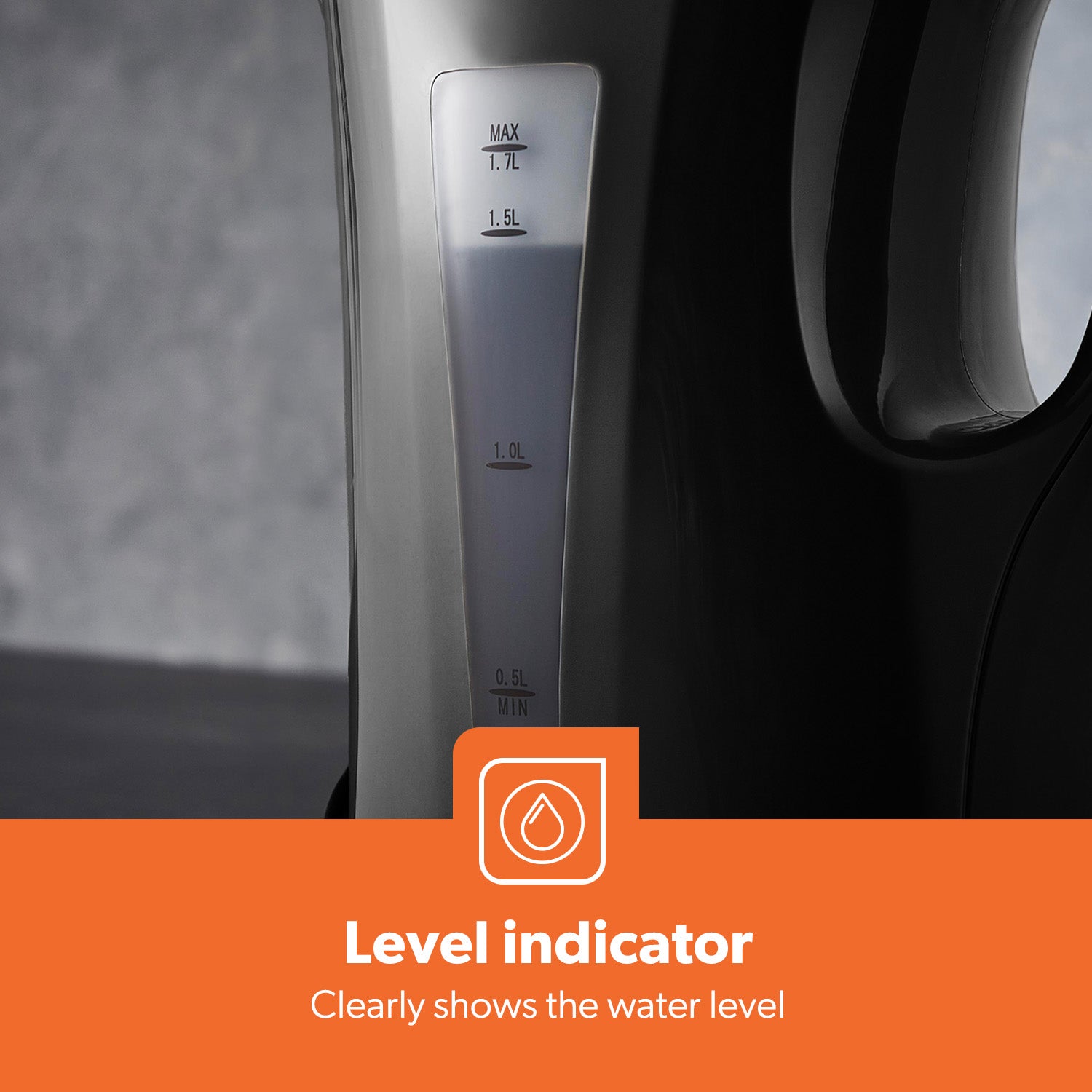 1.7L Fast-Boil Cordless Black Electric Kettle