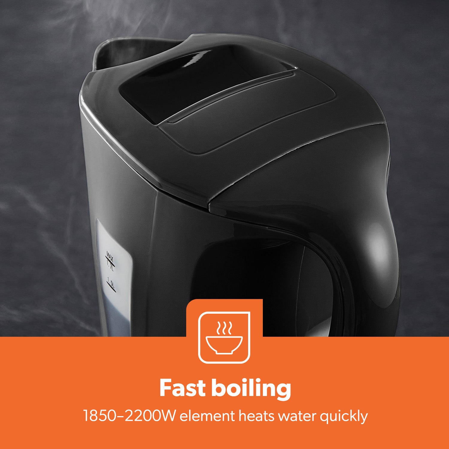 1.7L Fast-Boil Cordless Black Electric Kettle