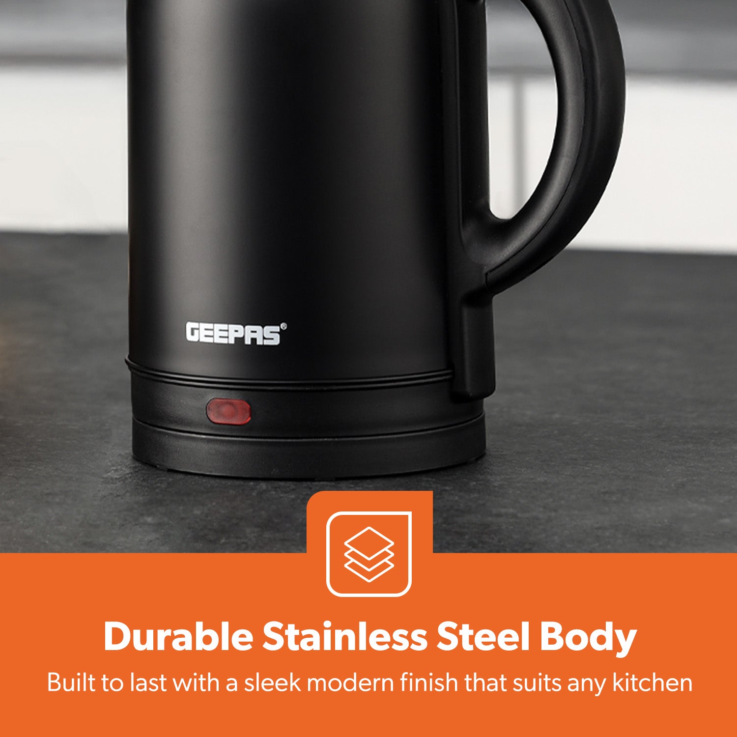 1.8L Matte Black Stainless Steel Electric Kettle 1800W