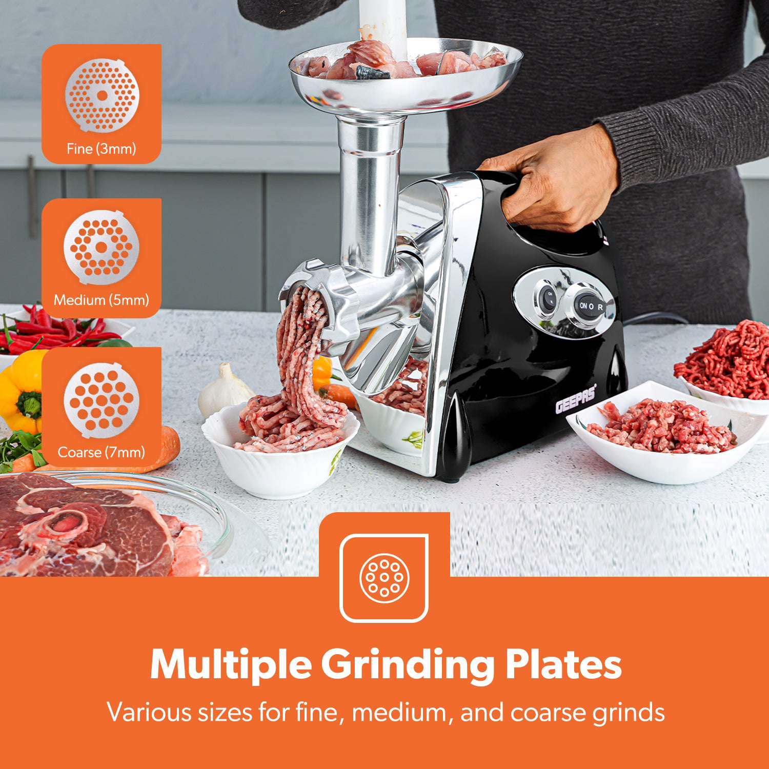 3-In-1 Electric Meat Grinder, Mincer and Sausage Maker