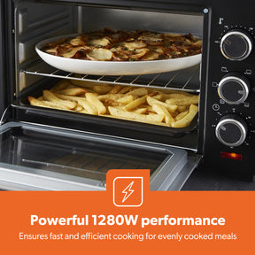 19L Compact Electric Oven With Rotisserie, Bake, Roast & Grill 1280W