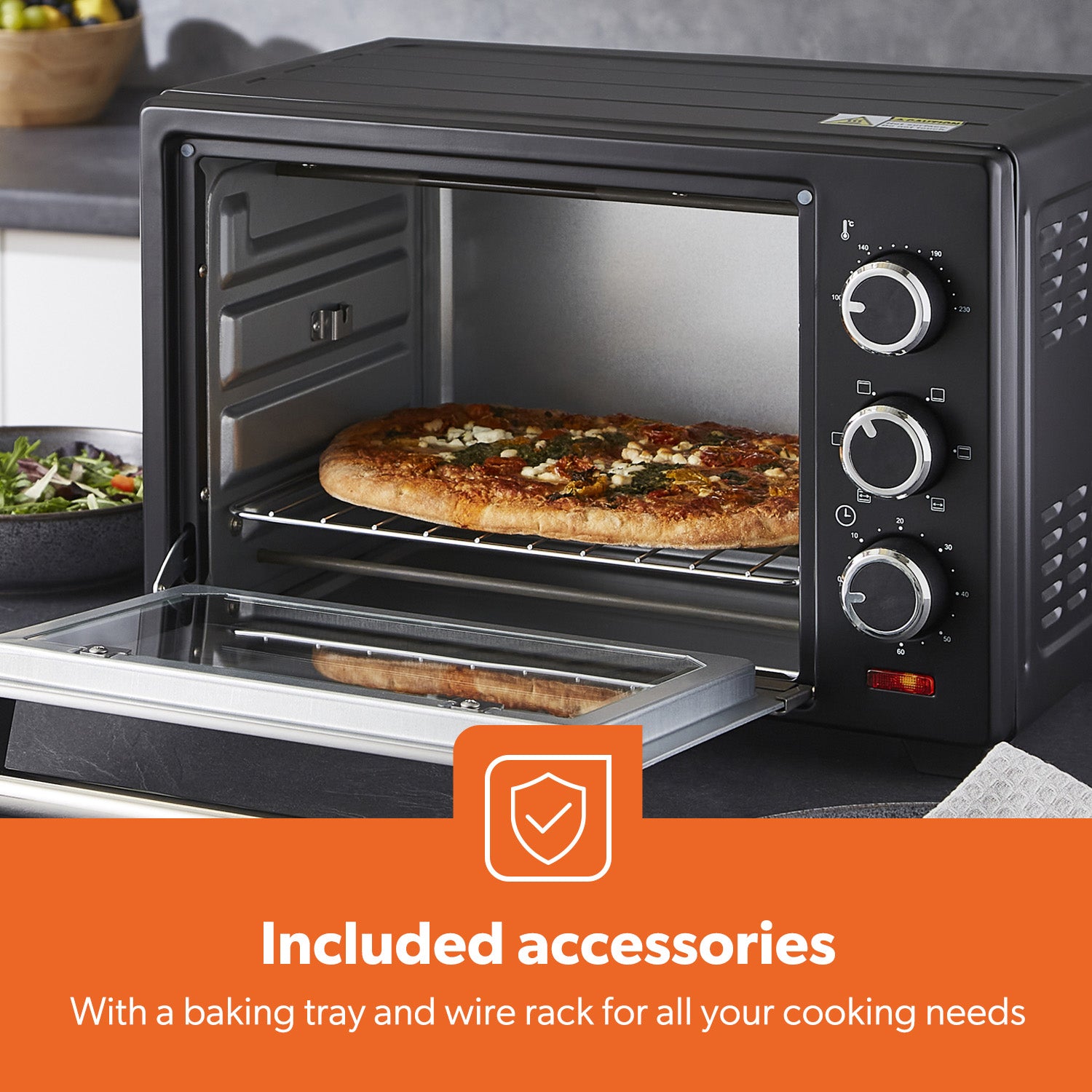 19L Compact Electric Oven With Rotisserie, Bake, Roast & Grill 1280W