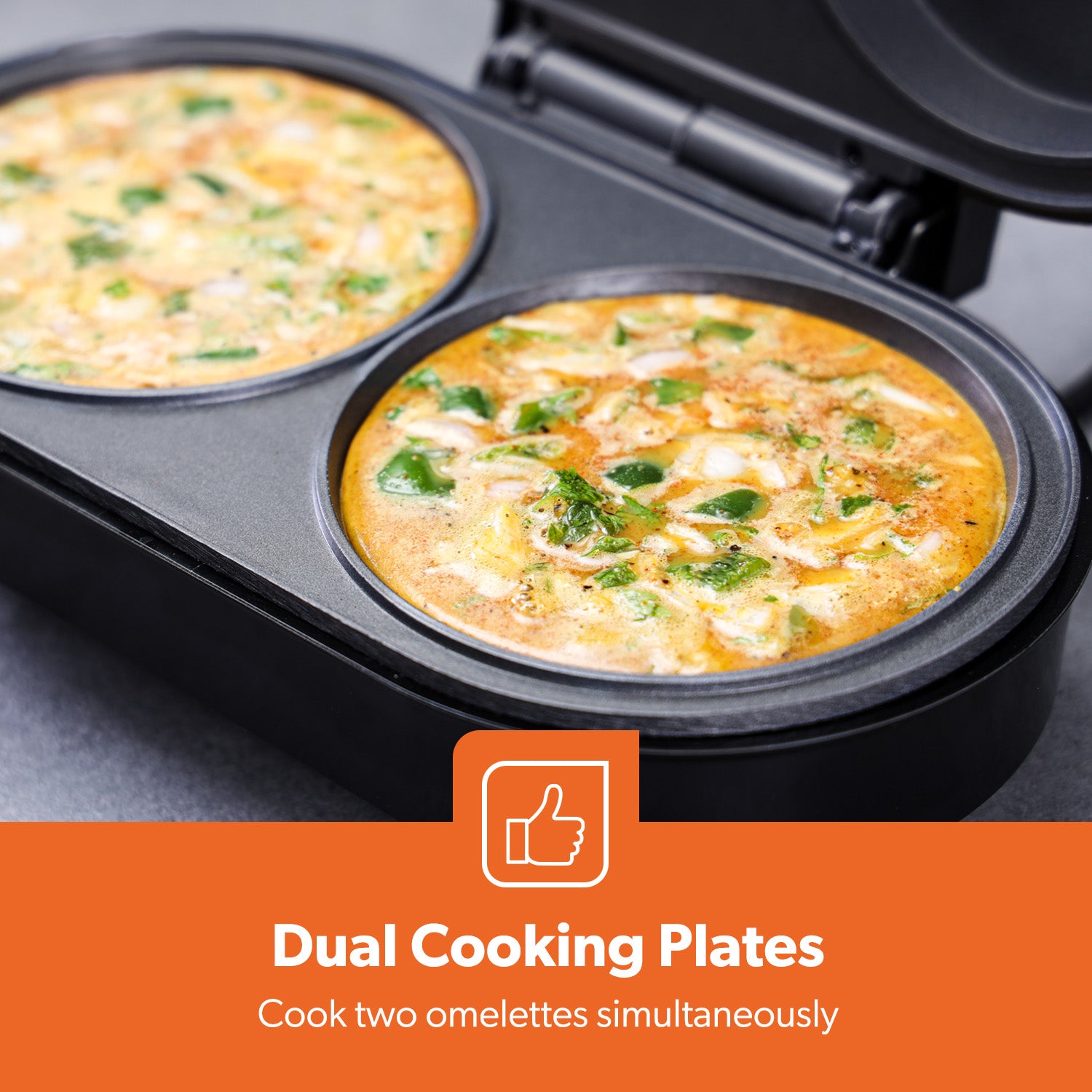 Dual Omelette Maker Non-Stick Deep Fill Cooking Plates