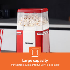 1200W Red/White Cinema Retro-Style Air Popcorn Maker