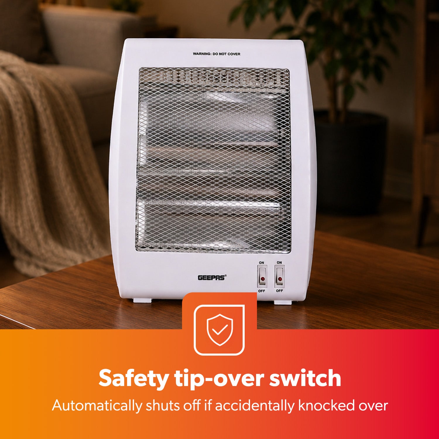 Portable Upright Electric Quartz Halogen Heater 800W