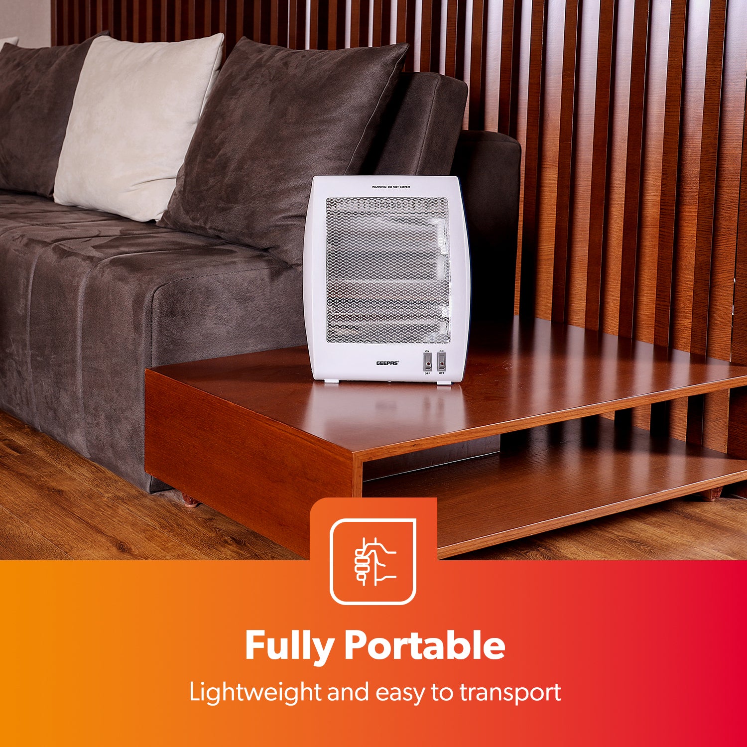 Pack of 2 Quartz Halogen Heater Portable Upright 800W