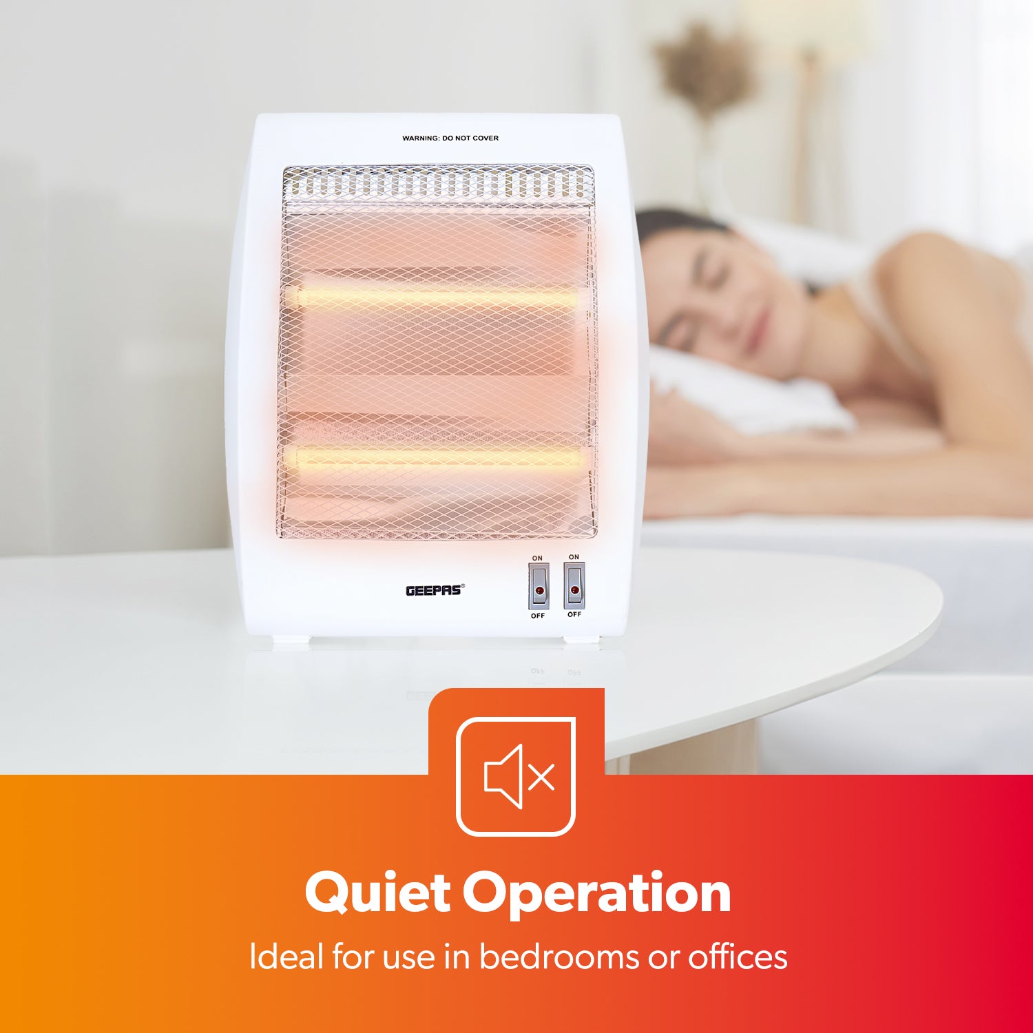 Pack of 2 Quartz Halogen Heater Portable Upright 800W