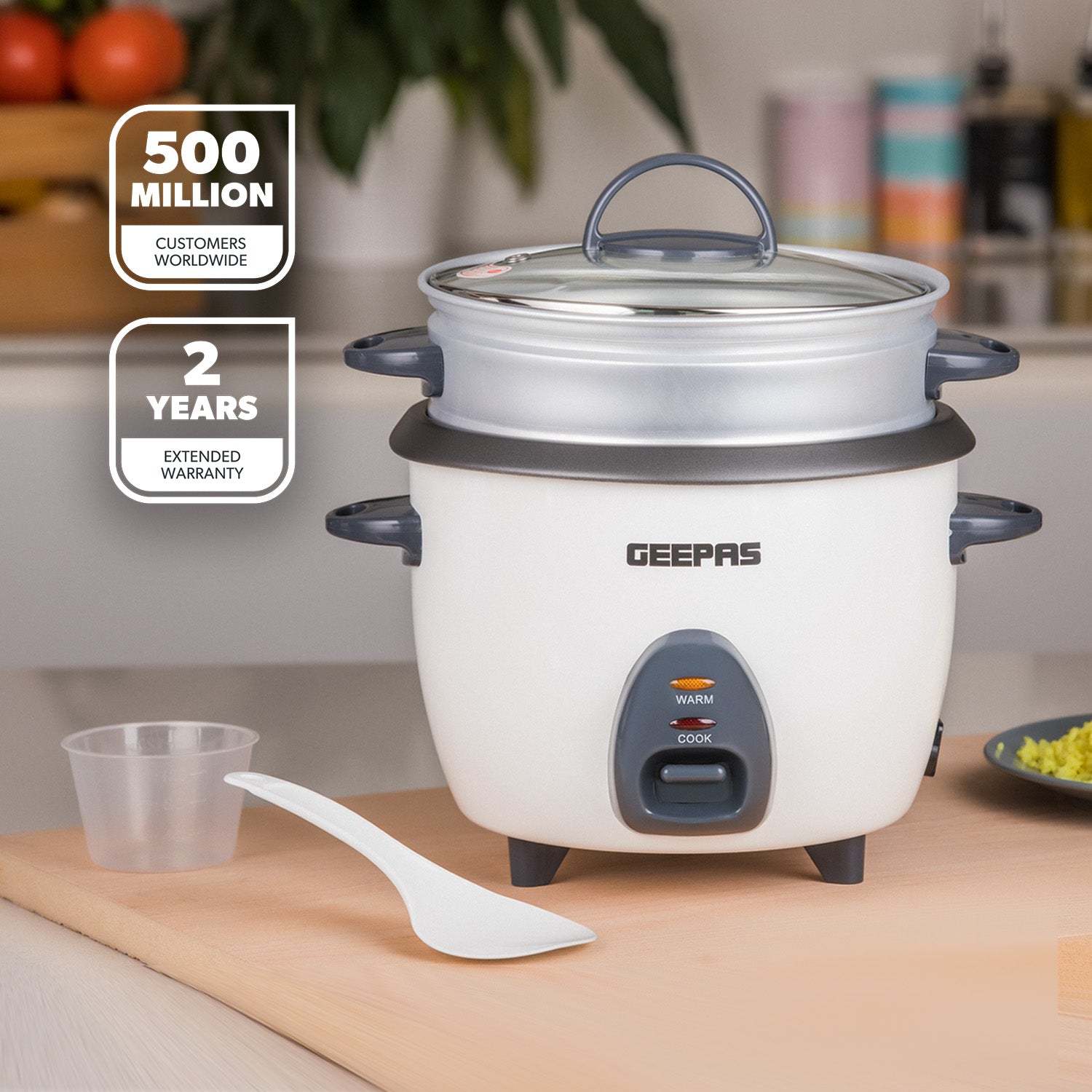 450W Rice Cooker & Steamer Keep Warm Function 1L